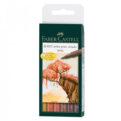 Faber-Castell Маркер-четка Pitt Artist Pen, 6 земни цвята