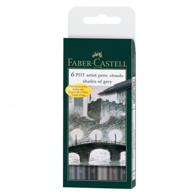 Faber-Castell Маркер-четка Pitt Artist Pen, 6 сиви цвята