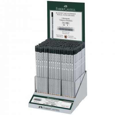 Faber-Castell Молив Grip 2001, чернографитен, с гума, различни твърдости, 216 броя в дисплей