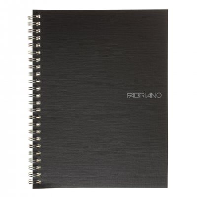 Fabriano Тетрадка, A5, широки редове, офсетова хартия, метална спирала, мека корица, 70 листа, черна