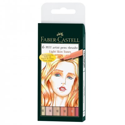 Faber-Castell Маркер-четка Pitt Artist Pen, B, 6 телесни цвята