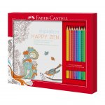 Faber-Castell Комплект за оцветяване Happy Zen, включващ 8 цвята акварелни моливи Grip и книжка за оцветяване