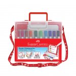 Faber-Castell Бяла дъска, детска, в комплект с 10 цвята маркери и гъба, в куфарче