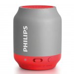 Philips Тонколона BT25G, безжична, преносима, 2 W, Bluetooth, сиво и червено
