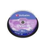 Verbatim DVD+R, 4.7 GB, 16x, AZO покритие, 10 броя в шпиндел