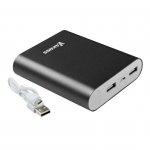 Vakoss Външна батерия, 10 400 mAh, 2.1 A, с два USB порта, алуминиев корпус, черна