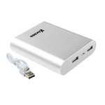 Vakoss Външна батерия, 10 400 mAh, 2.1 A, с два USB порта, алуминиев корпус, сива