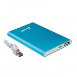 Vakoss Външна батерия, компактна, 5000 mAh, 1 A, с USB порт, алуминиев корпус, синя