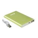 Vakoss Външна батерия, компактна, 5000 mAh, 1 A, с USB порт, алуминиев корпус, зелена