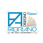 Fabriano Блок за рисуване Tiziano, 24 x 33 cm, 160 g/m2, пастелни цветове, грапав, с ъгли, 6 цвята, 12 листа