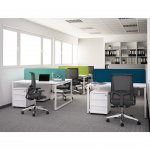 Narbutas Работна двойка бюра Nova U Slide, 1400x1440x743 mm, меламин избелен дъб, черен метал, крак тип U