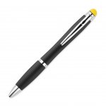 Химикалка Riomatch, с лампичка и стилус, черна, с жълт бутон