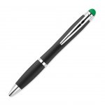 Химикалка Riomatch, с лампичка и стилус, черна, със зелен бутон
