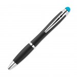 Химикалка Riomatch, с лампичка и стилус, черна, със син бутон