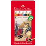 Faber-Castell Моливи Замък, 12 цвята, в метална кутия