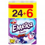 Тоалетна хартия Emeka трипластова 24+6 бр. Бял