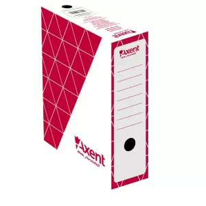 Архивна кутия картон Axent 350x255x100 mm Червен