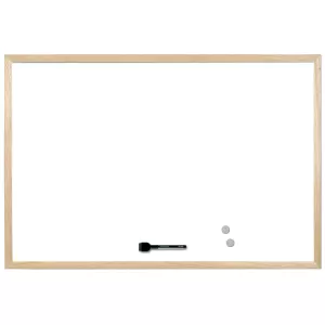Bi-Office Бяла дъска, магнитна, с дървена рамка, 60 x 90 cm