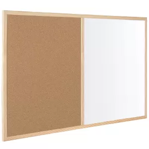 Bi-Office Комбинирана дъска, бяла и коркова, с дървена рамка, 60 x 90 cm