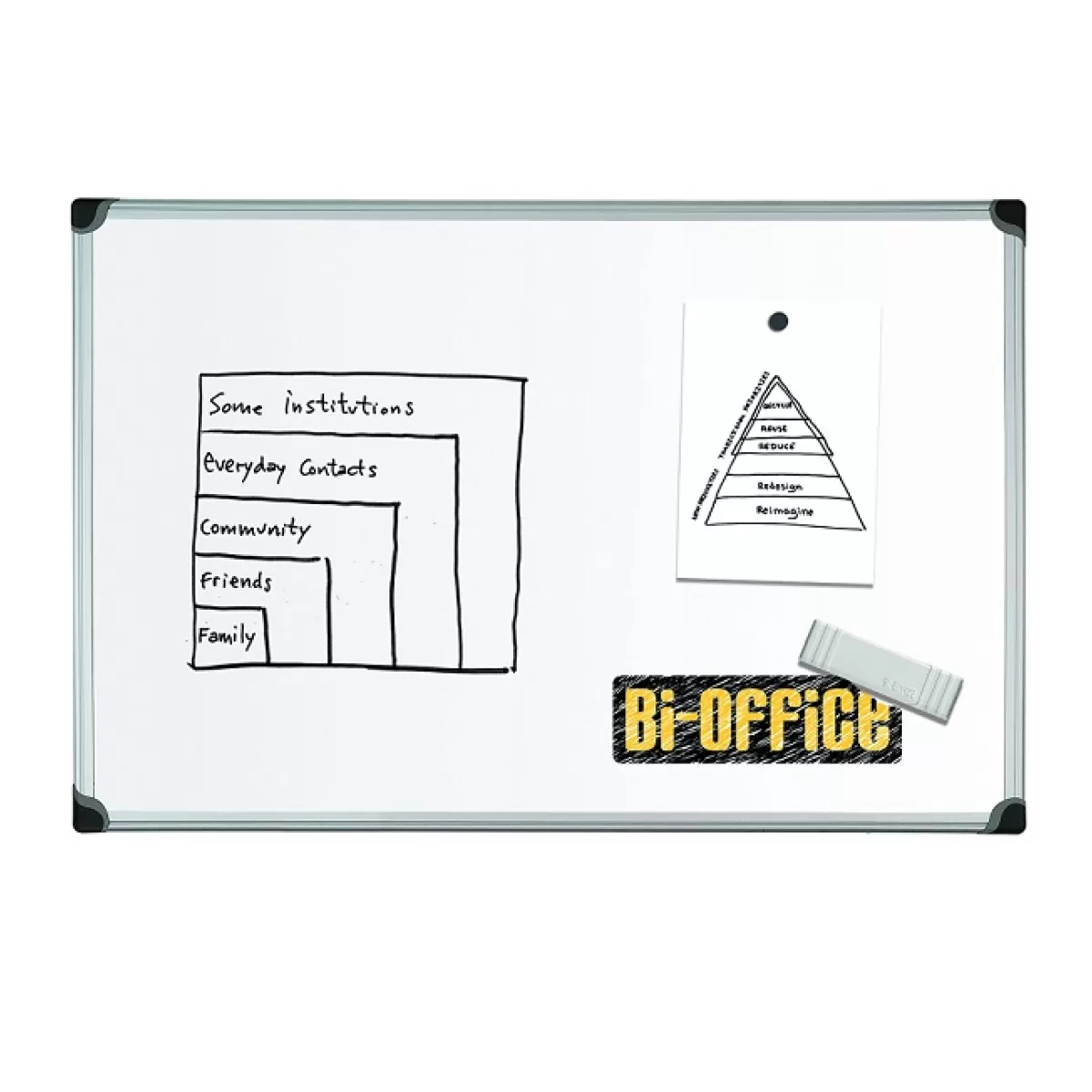 Бяла дъска с алуминиева рамка Bi-Office 90х120 c