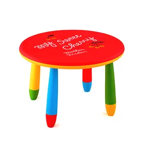 Детска маса, пластмасова, кръгла, 47H x 70Ф, червена