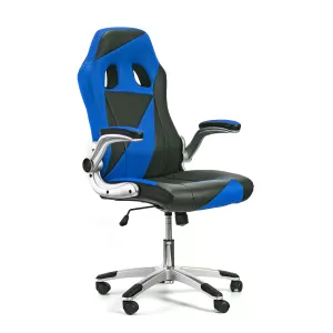 Директорски стол Form, екокожа, черно и синьо