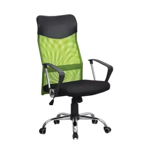 Директорски стол Monti HB, дамаска, еко кожа и меш, черна седалка, светлозелена облегалка
