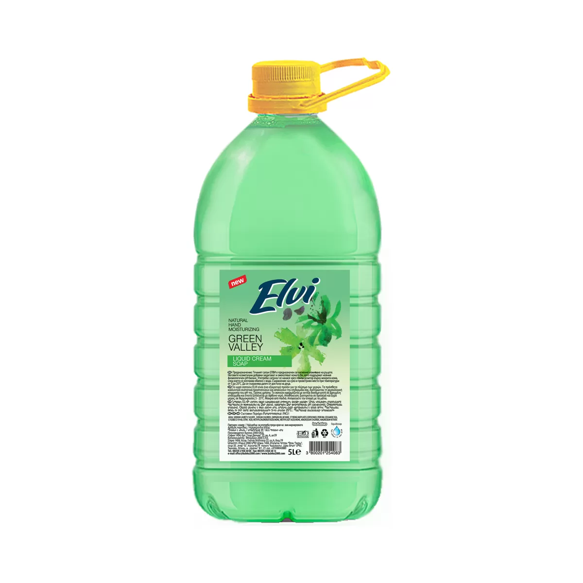 Elvi Течен сапун, билкови листа, 5 L, зелен