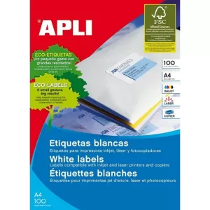 Етикети Apli 48.5x16.9 mm А4, 100 л. 68 етикета на лист бели