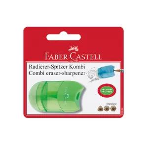 Faber-Castell Острилка с гума Combi, цветове асорти, в блистер