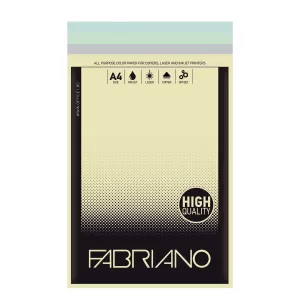 Fabriano Копирен картон, A4, 160 g/m2, пастелни цветове, 4 цвята, 100 листа