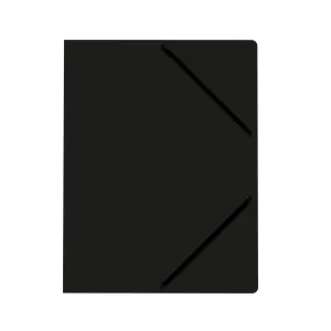 Falken Папка, картонена, с ластик, с 3 капака, черна