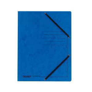 Falken Папка, картонена, с ластик, с 3 капака, синя