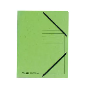 Falken Папка, картонена, с ластик, с 3 капака, светлозелена