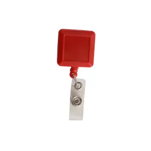 Ретрактор, ролетен държач за бадж, с клипс, квадратен, червен