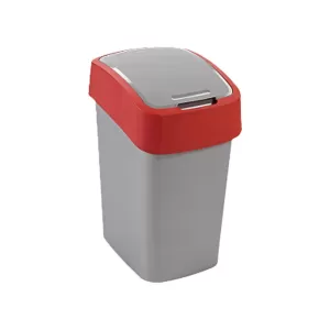 Кош за отпадъци Flip, с люлеещ капак, пластмасов, 10 L, червен