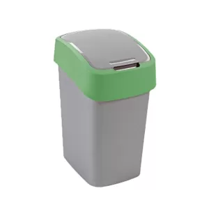 Кош за отпадъци Flip, с люлеещ капак, пластмасов, 10 L, зелен