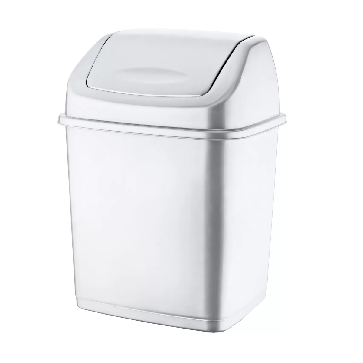 Кош за отпадъци Каризма, с люлеещ капак, пластмасов, 11 L, бял