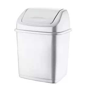 Кош за отпадъци Каризма, с люлеещ капак, пластмасов, 11 L, бял