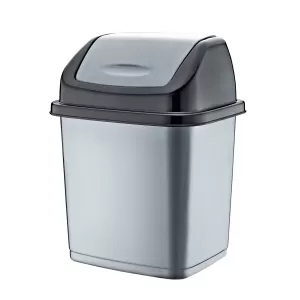 Кош за отпадъци Каризма, с люлеещ капак, пластмасов, 11 L, черен