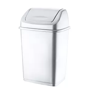 Кош за отпадъци Каризма, с люлеещ капак, пластмасов, 18 L, бял