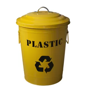 Кош за отпадъци, за разделно събиране, с капак, метален, 24.5 L, жълт