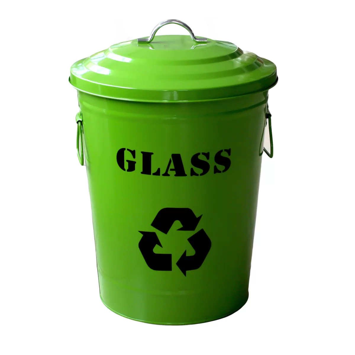 Кош за отпадъци, за разделно събиране, с капак, метален, 24.5 L, зелен