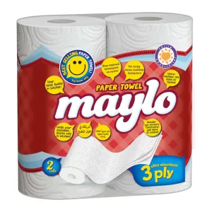 Кухненски ролки Maylo двупластови 240 g, 2 бр. х 85 къса, Бял