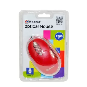 Msonic Мишка, оптична, USB, 1200 dpi, червена