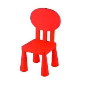 Детски стол с овална облегалка, червен
