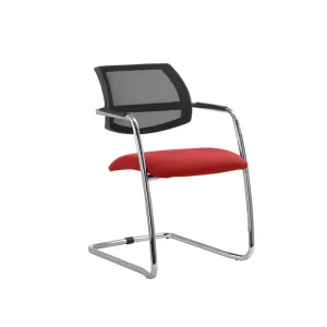 Narbutas Посетителски стол Gama, 560x600x840 mm, дамаска Bondai червен, черен меш, метал хром