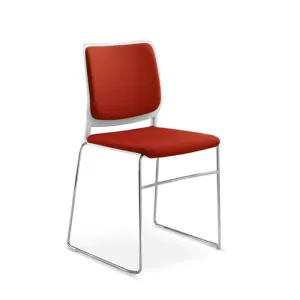 Narbutas Посетителски стол Wait, 540x535x830 mm, дамаска Bondai червен, бяла пластмаса