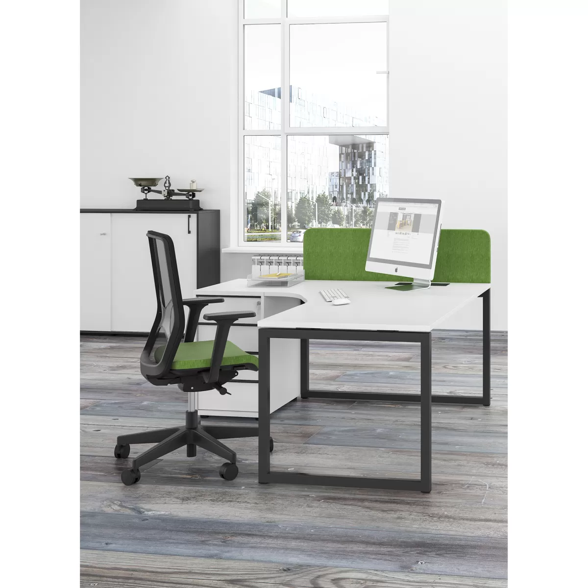 Narbutas Работен стол Wind, 700x700x1015 mm, дамаска Berta черен, черен меш, силиконова лумбална опора