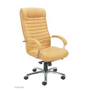 Nowy Styl Директорски стол Orion Steel Chrome, естествена кожа, жълт